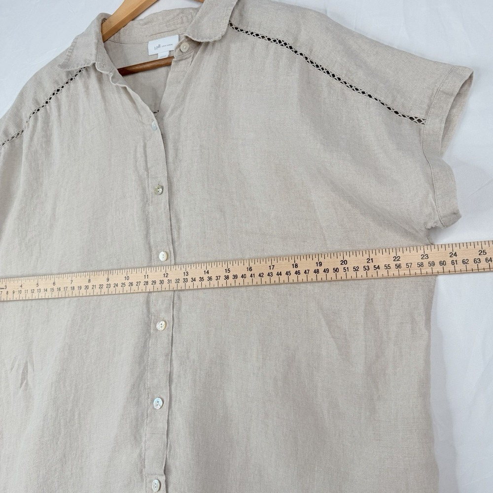 J Jill Love Linen top Women's Casual Short Sleeve 100% Linen Button Up SZ-L - Picture 5 of 16